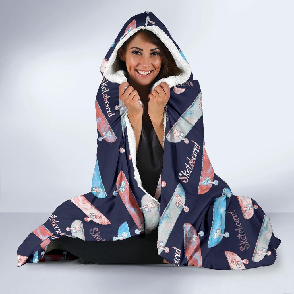 Skateboard Print Pattern Hooded Blanket Cloak Blanket skateboard print pattern hooded blanket cloak blanket 8928