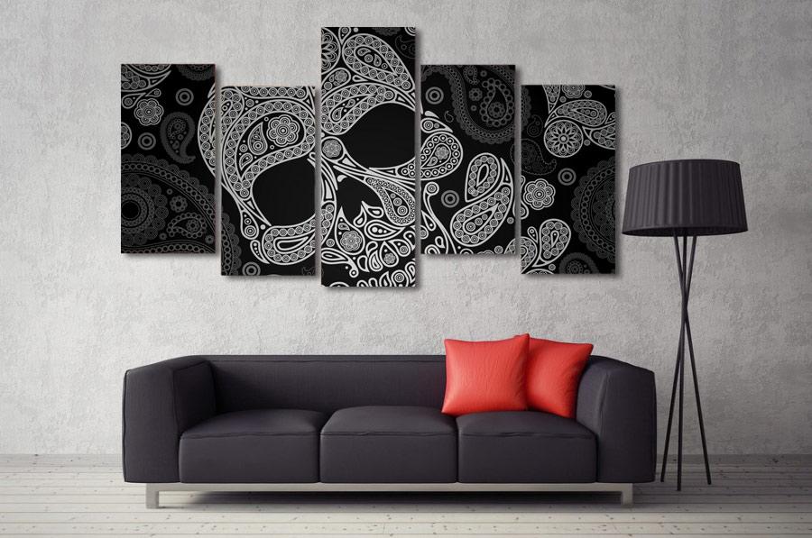 skeleton line pattern abstract 5 panel canvas art wall decor 6544