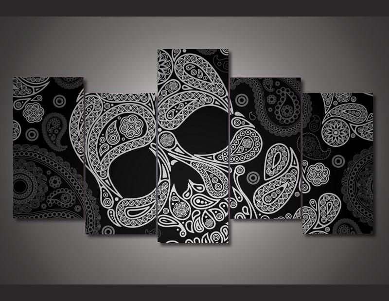 skeleton line pattern abstract 5 panel canvas art wall decor 8190