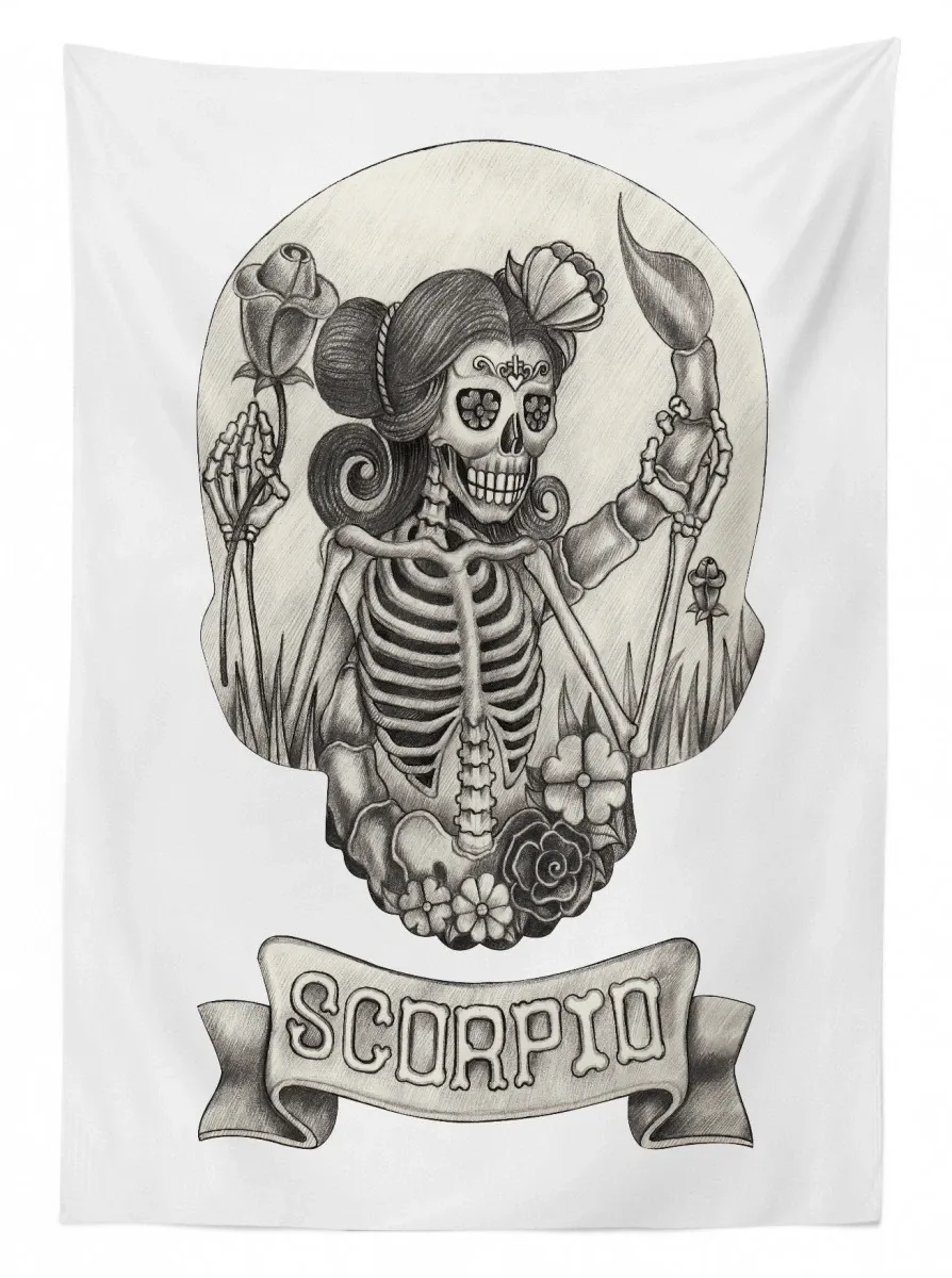 Skeleton Woman 3D Printed Tablecloth Table Decor skeleton woman 3d printed tablecloth table decor 3745