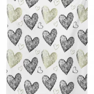 sketched hearts 3d printed tablecloth table decor 3594