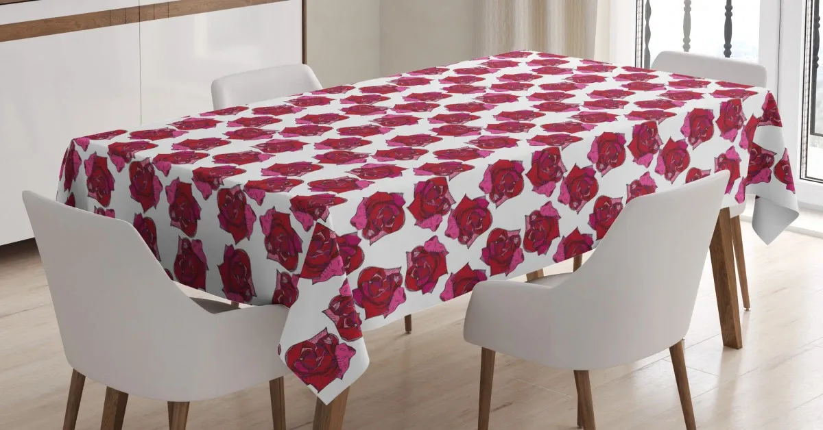 sketchy abstract floral image 3d printed tablecloth table decor 2758