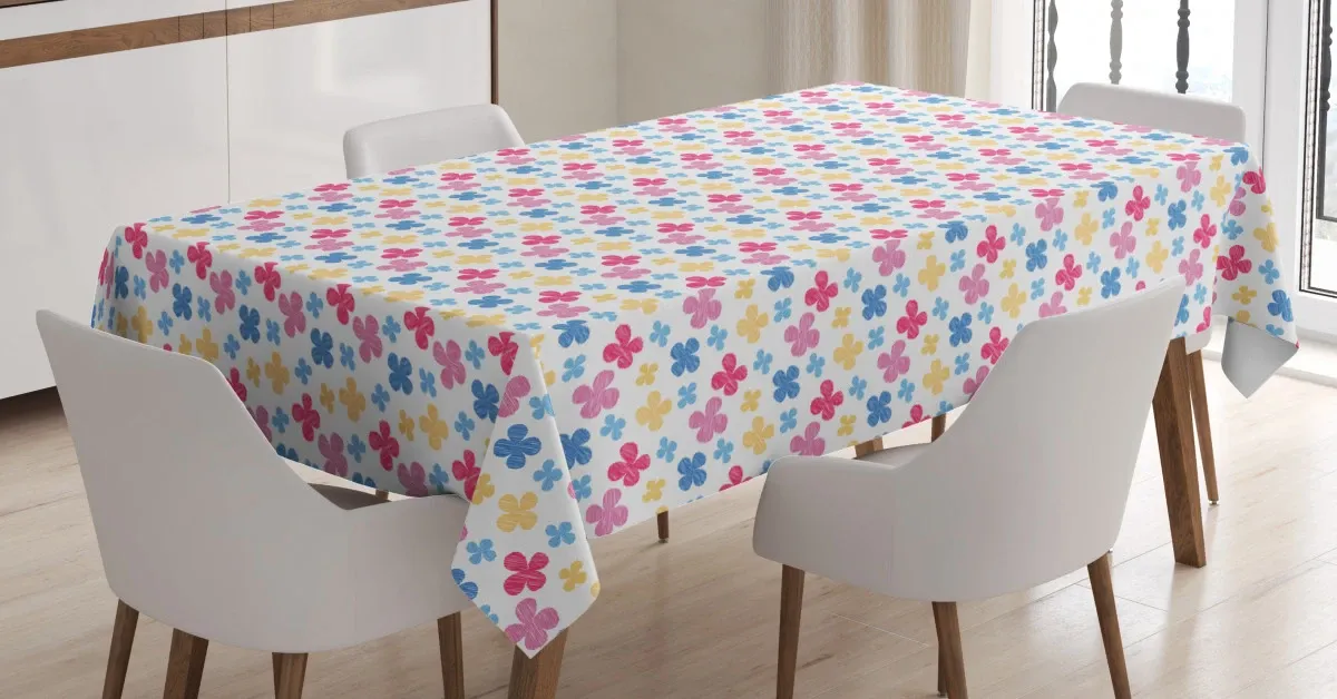 sketchy colorful daisy 3d printed tablecloth table decor 5791