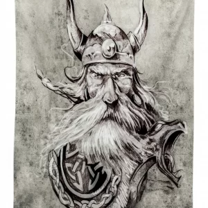 sketchy viking warrior 3d printed tablecloth table decor 5625