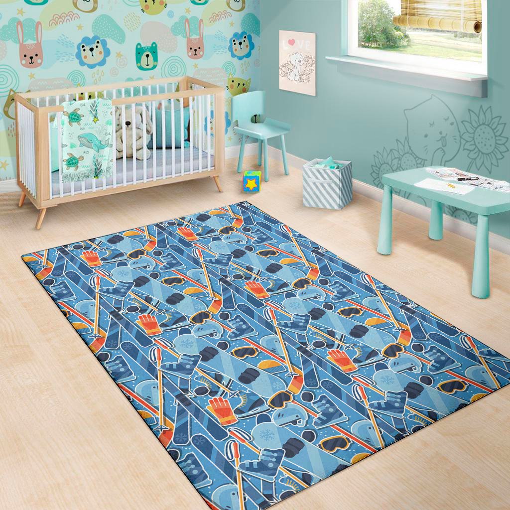skiing equipment pattern print area rug floor decor 7999