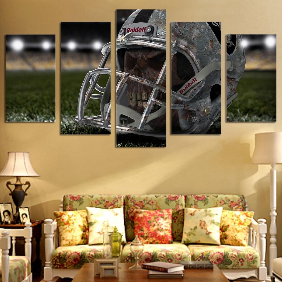 skull 2 abstract 5 panel canvas art wall decor 8105