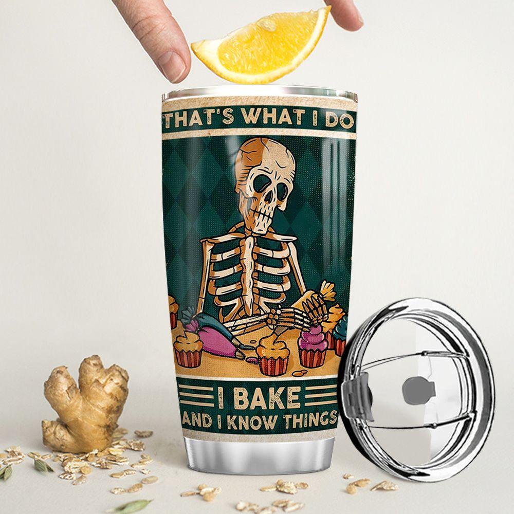 skull baker vintage personalized stainless steel tumbler 3463