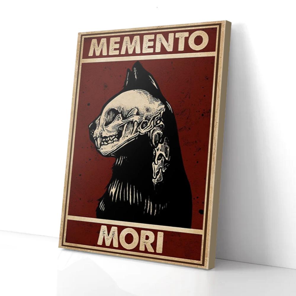 skull black cat canvas prints wall art decor 1281