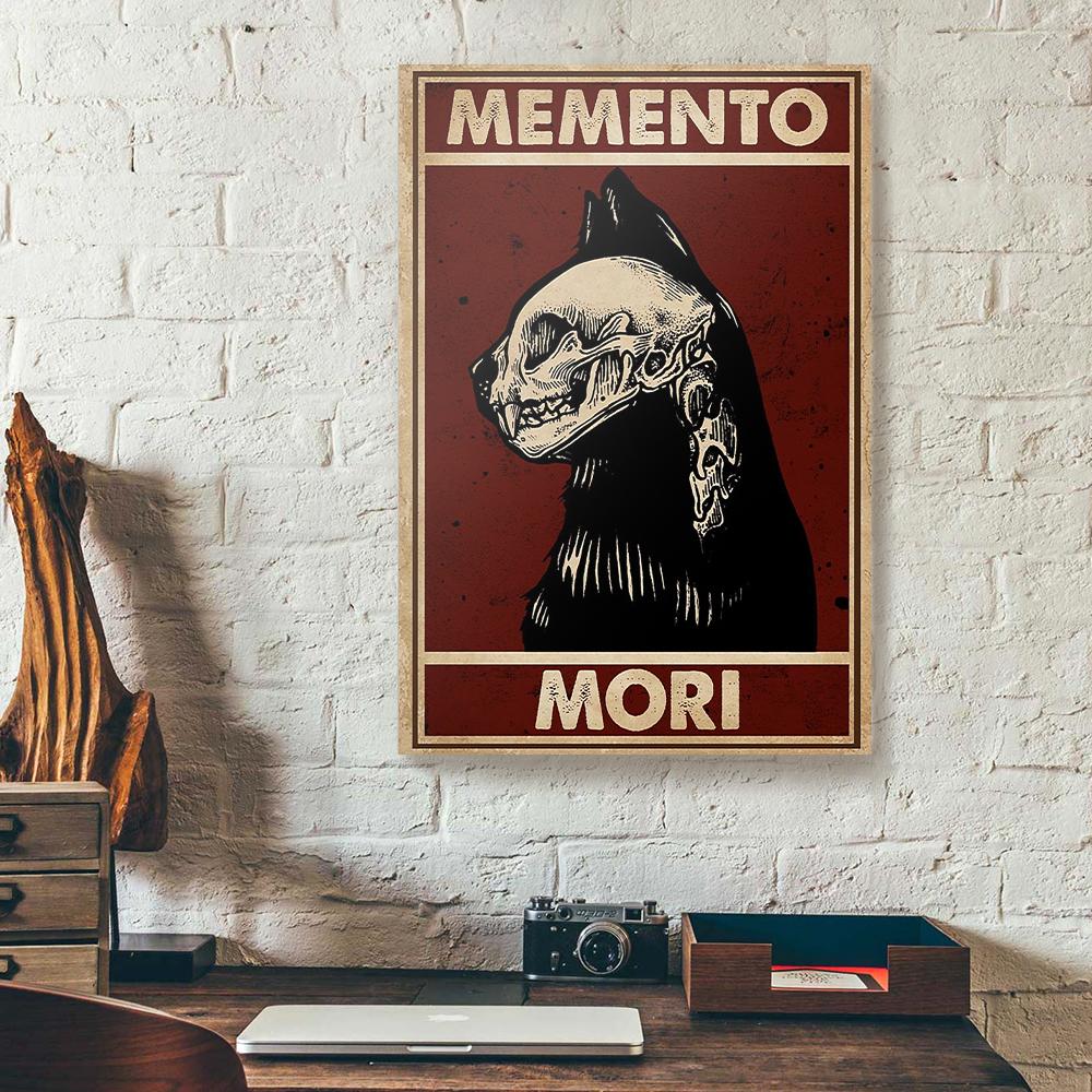 skull black cat canvas prints wall art decor 4626