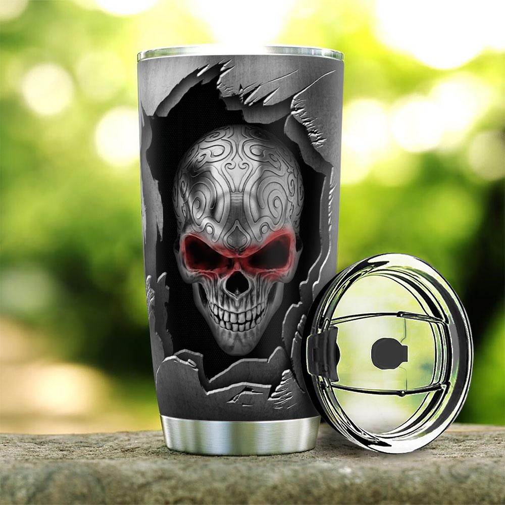 skull personalized stainless steel tumbler 6276