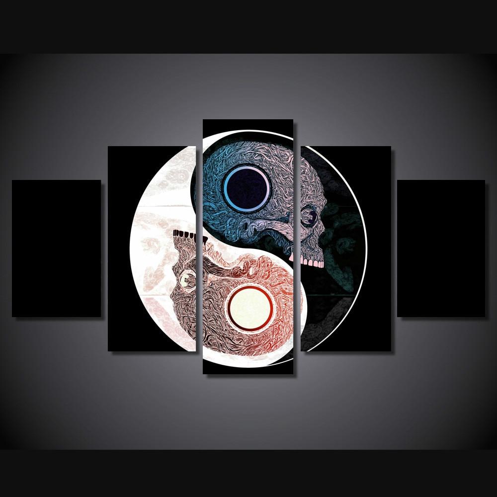 skull symbol abstract 5 panel canvas art wall decor 4909