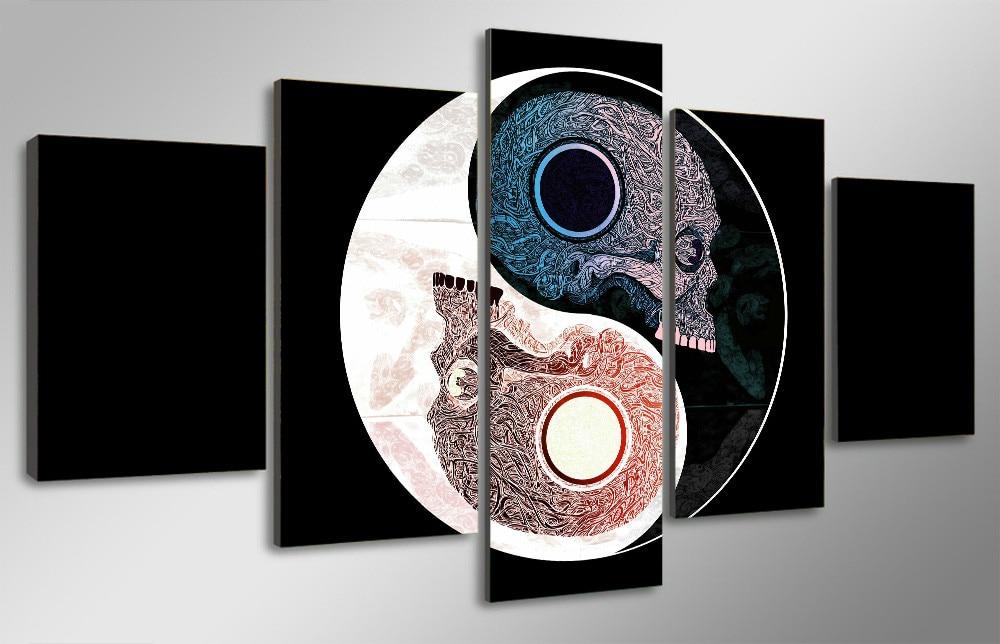 skull symbol abstract 5 panel canvas art wall decor 7290