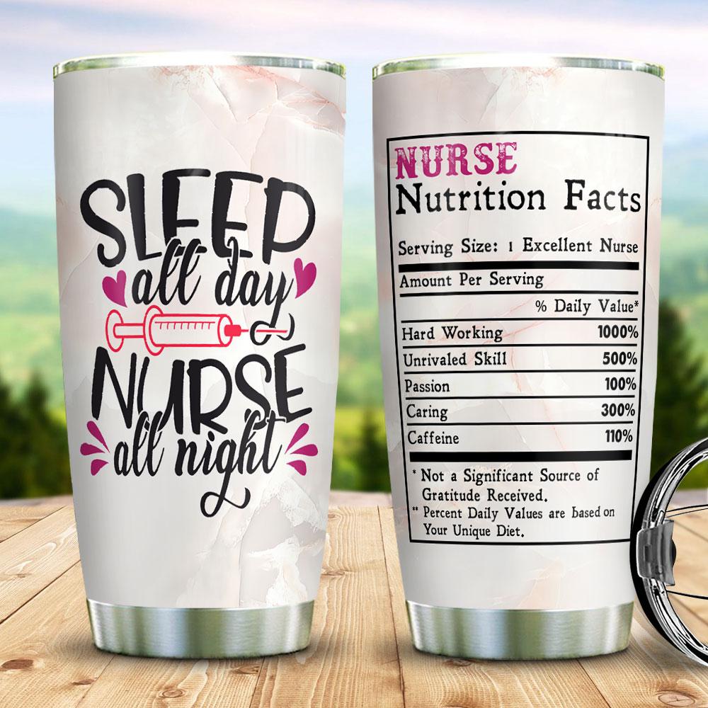 sleep all day nurse all night night shift funny gift for nurse best nurse gift nurse practitioner gifts funny nurse gifts future nurse gifts nurse appreciation gifts stainless steel tumbler 6927