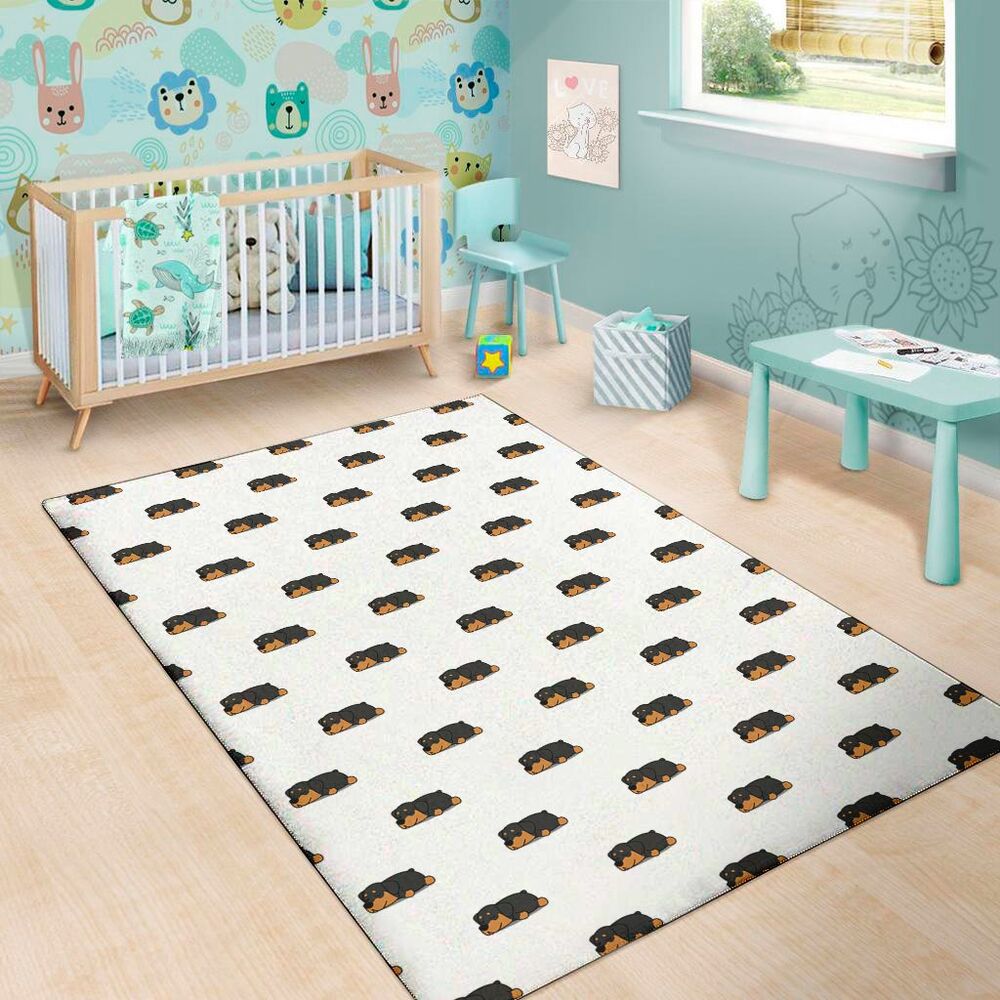 sleeping rottweiler pattern print area rug floor decor 5930