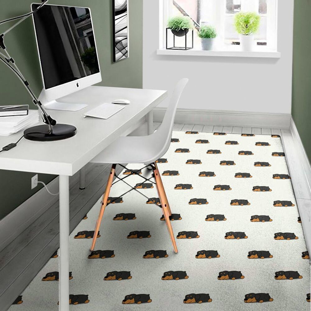sleeping rottweiler pattern print area rug floor decor 6381