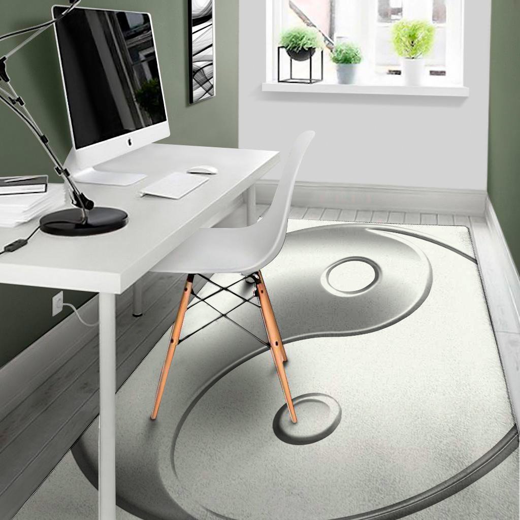 sliver and white yin yang print area rug floor decor 7166
