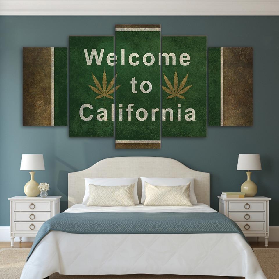 slogan welcome to california abstract 5 panel canvas art wall decor 4987