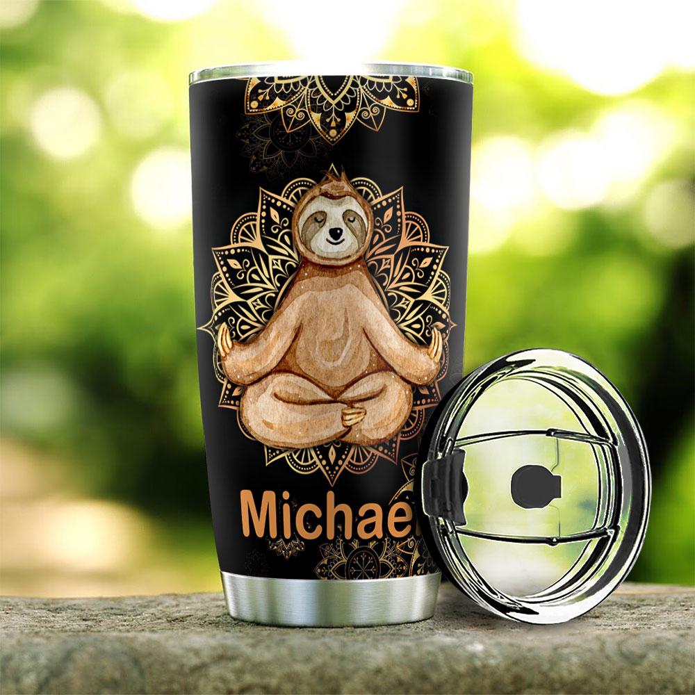 Sloth Meditation Personalized Stainless Steel Tumbler sloth meditation personalized stainless steel tumbler 2279