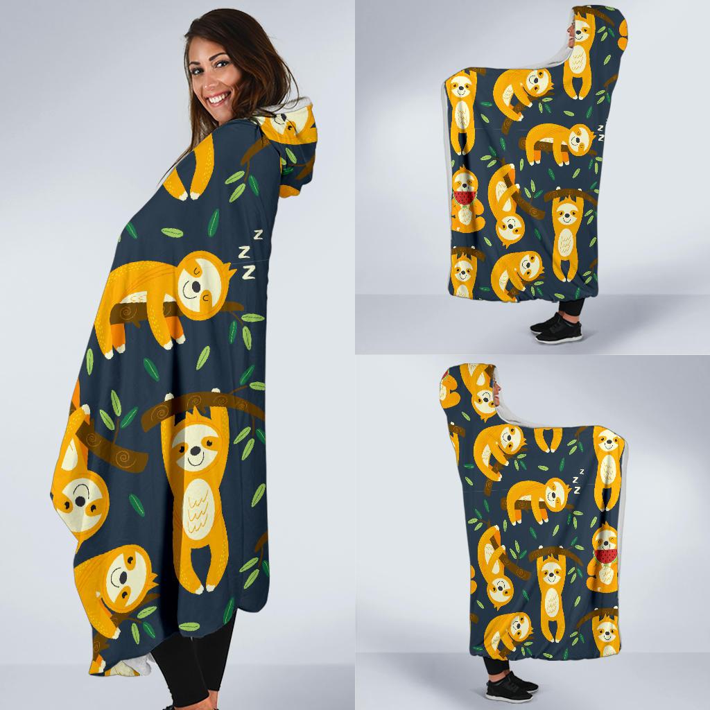 Sloth Print Pattern Hooded Blanket Cloak Blanket sloth print pattern hooded blanket cloak blanket 1464