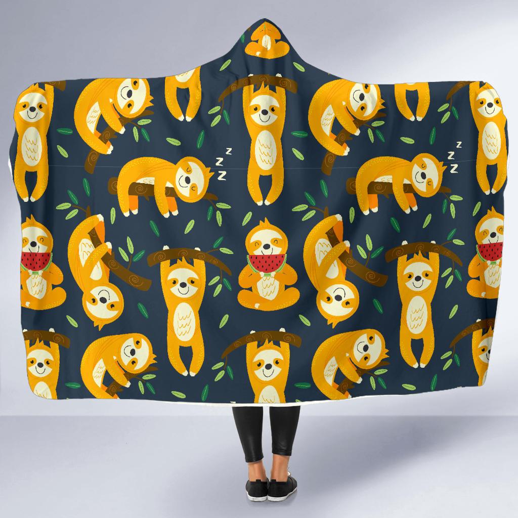Sloth Print Pattern Hooded Blanket Cloak Blanket sloth print pattern hooded blanket cloak blanket 1925
