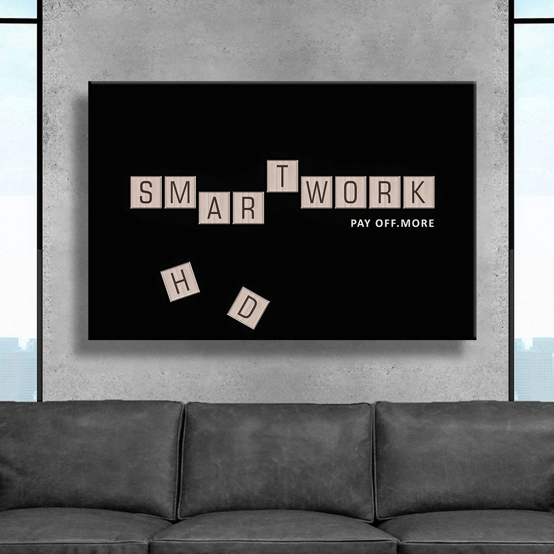 Smart Work Motivational Positive Canvas Print - Wall Art Decor smart work motivational positive canvas print wall art decor 4208