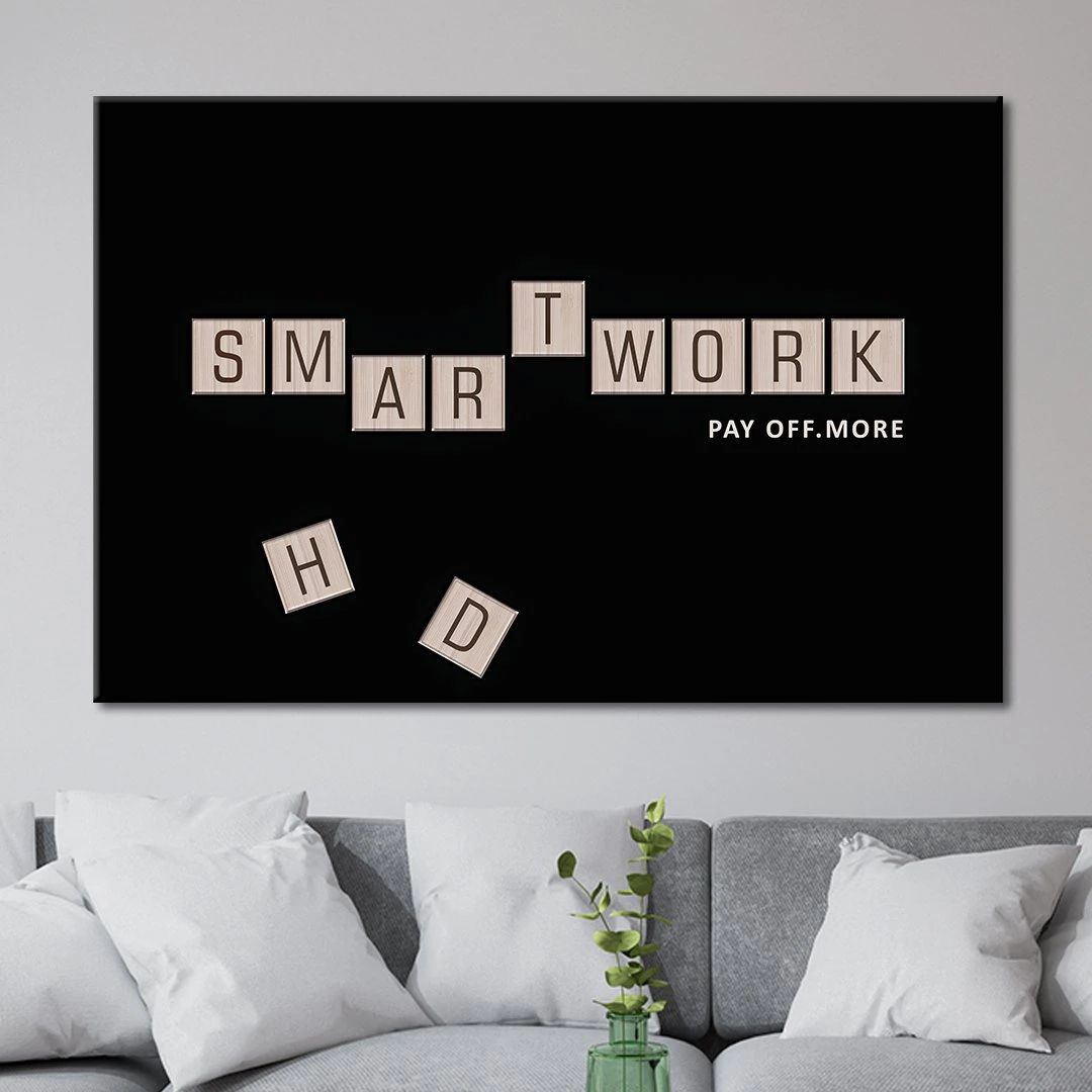 Smart Work Motivational Positive Canvas Print - Wall Art Decor smart work motivational positive canvas print wall art decor 7460