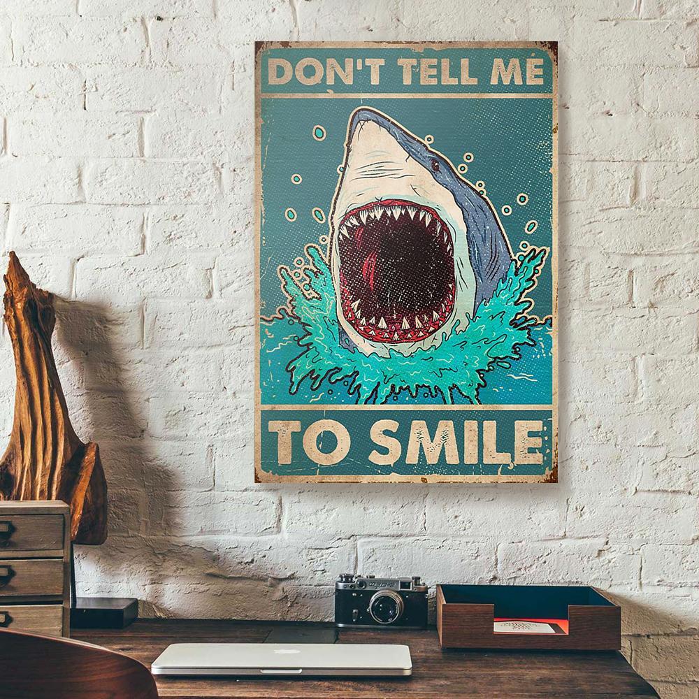 smile shark vertical canvas prints wall art decor 7229