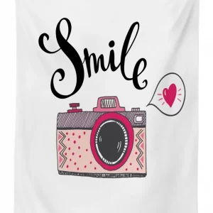smile typography romantic 3d printed tablecloth table decor 7899