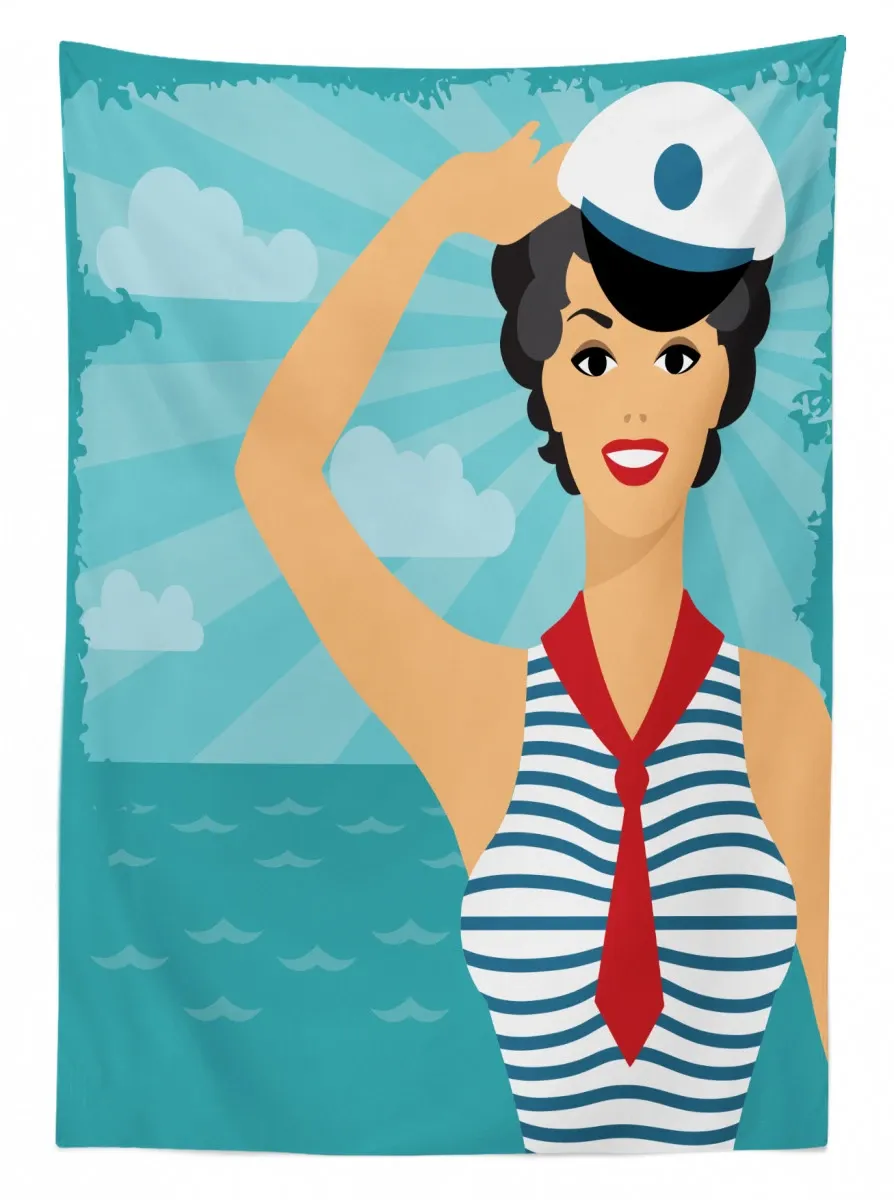 smiling sailor girl 3d printed tablecloth table decor 4709