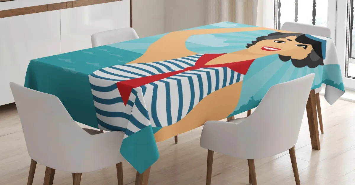 smiling sailor girl 3d printed tablecloth table decor 8163