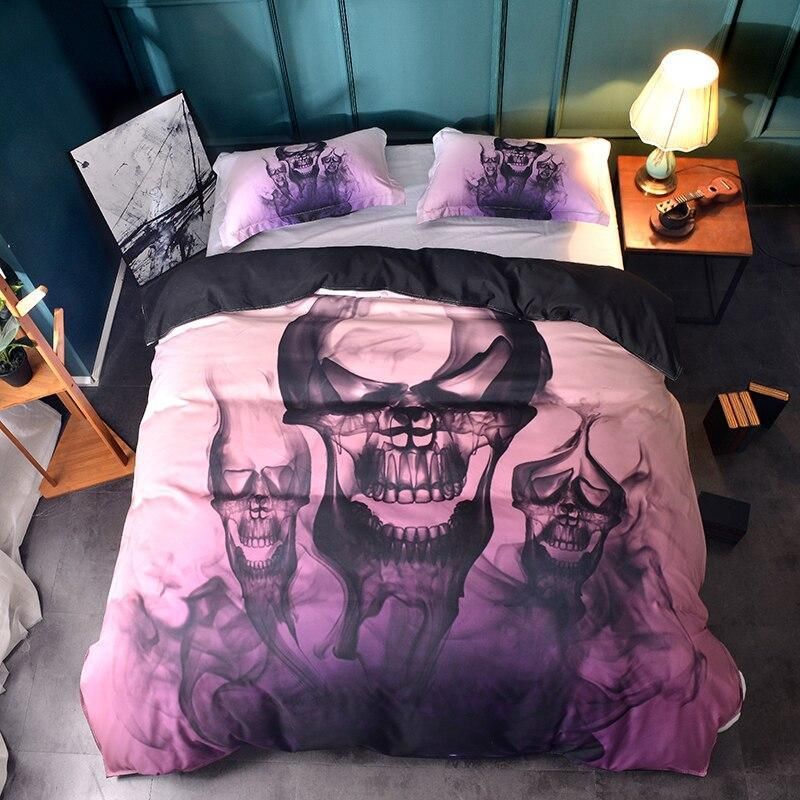 Smoke Flame Skull Printed Bedding Set Bedroom Decor smoke flame skull printed bedding set bedroom decor 8303