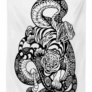 snake and tiger pattern 3d printed tablecloth table decor 1144