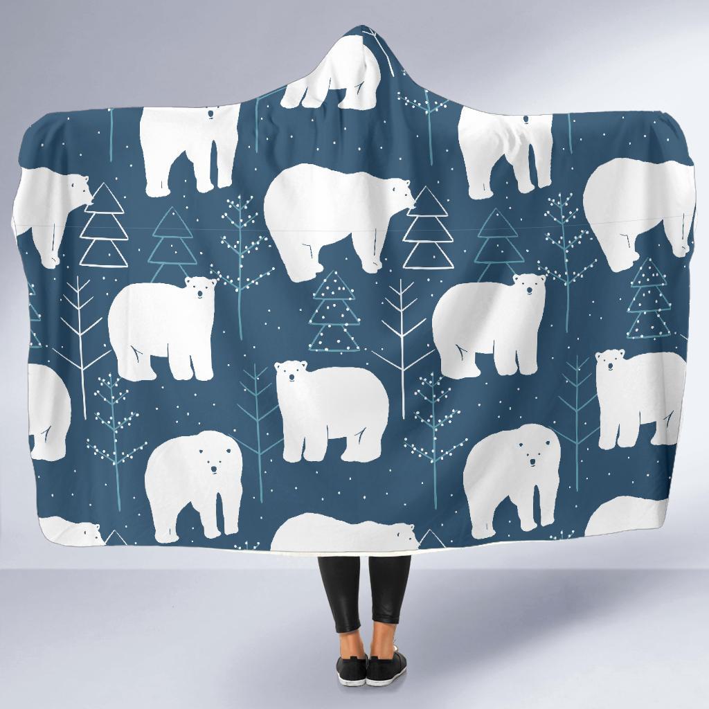 snow polar bear christmas tree pattern print hooded blanket cloak blanket 6235