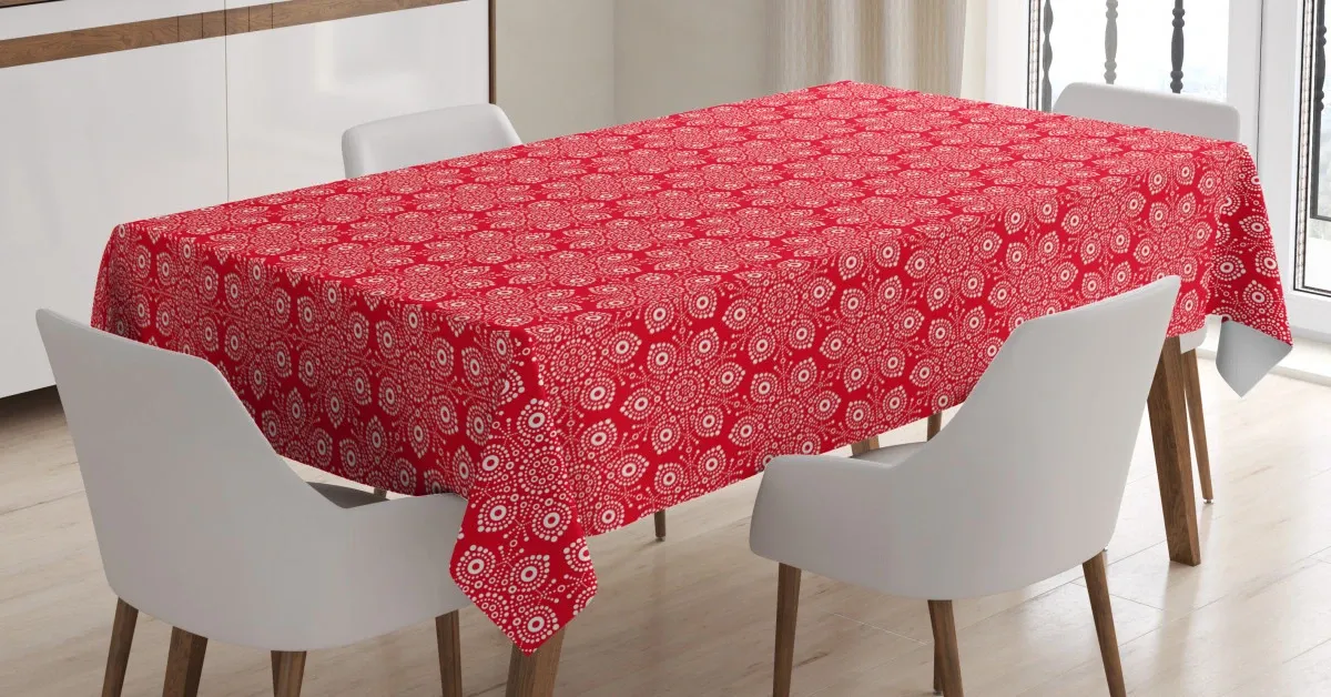 snowflake motif with dots 3d printed tablecloth table decor 5168