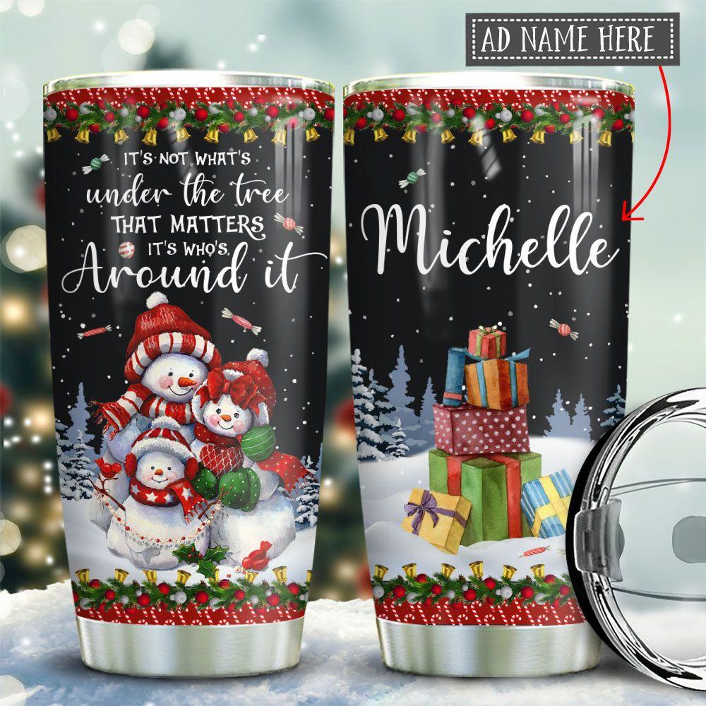 snowman family personalized stainless steel tumbler 1871