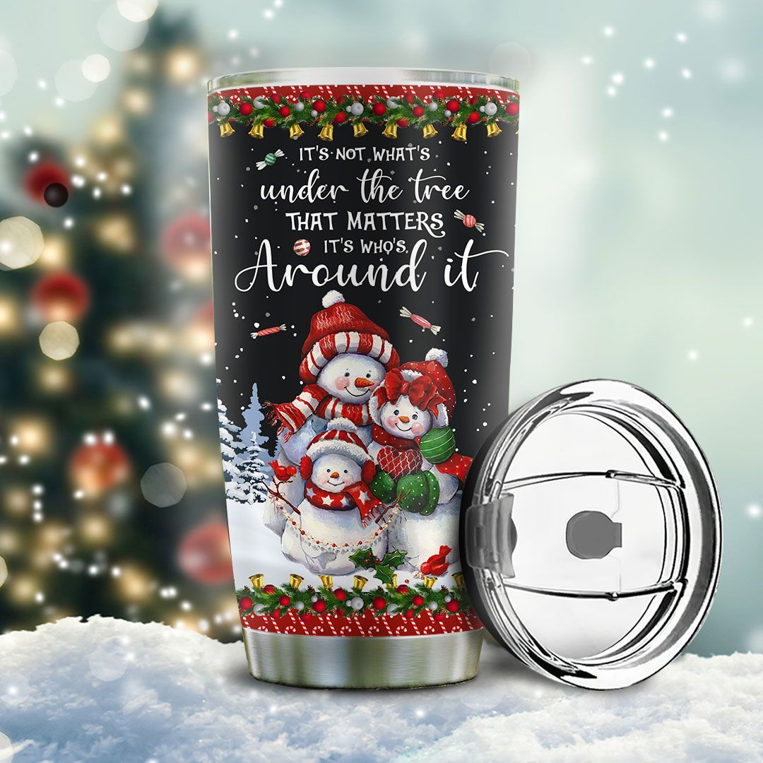 snowman family personalized stainless steel tumbler 8223