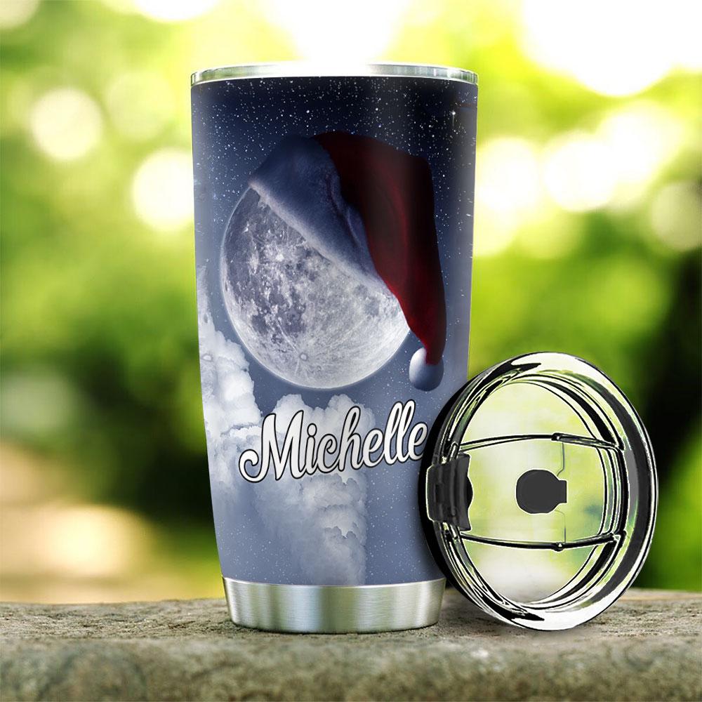 snowman moon christmas personalized stainless steel tumbler 4223