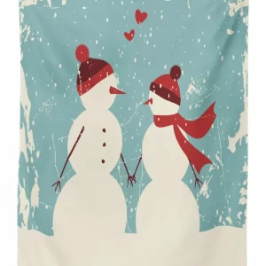 snowman woman love 3d printed tablecloth table decor 1736