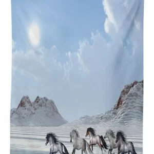 snowy day wild horse 3d printed tablecloth table decor 6390