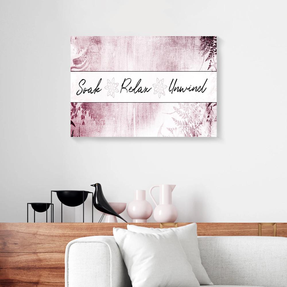 Soak Relax Unwind Bathroom Pink Canvas Prints - Wall Art Decor soak relax unwind bathroom pink canvas prints wall art decor 3415