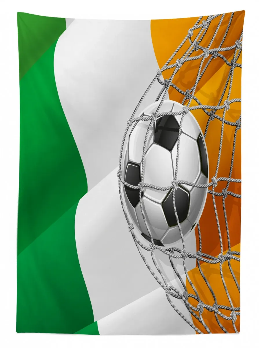 soccer ball in net goal 3d printed tablecloth table decor 1120