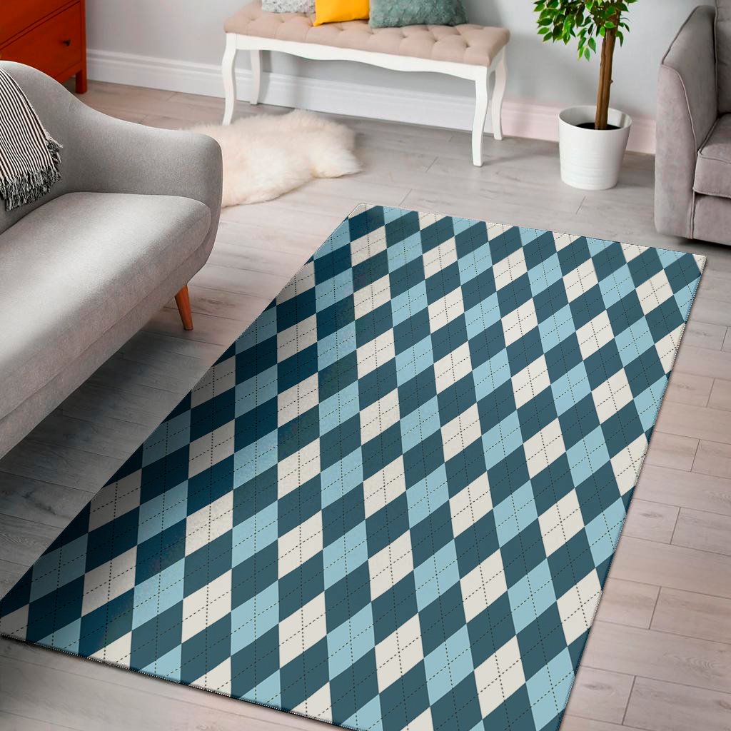 soft blue argyle pattern print area rug floor decor 7644