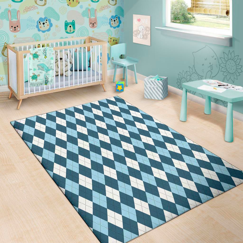 soft blue argyle pattern print area rug floor decor 7872