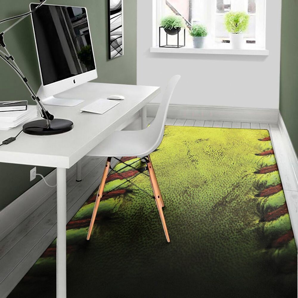 Softball Ball Texture Print Area Rug Floor Decor