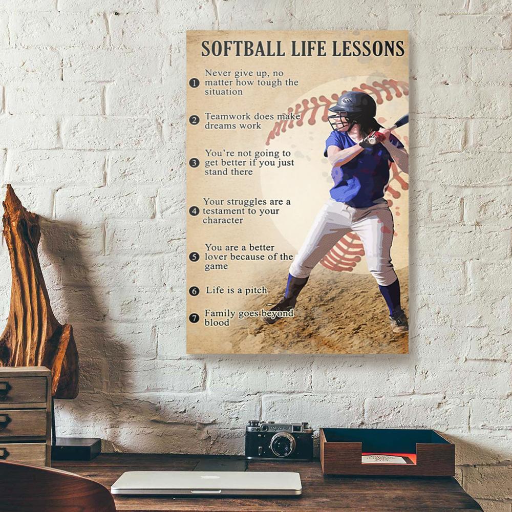 softball life lessons canvas prints wall art decor 1997