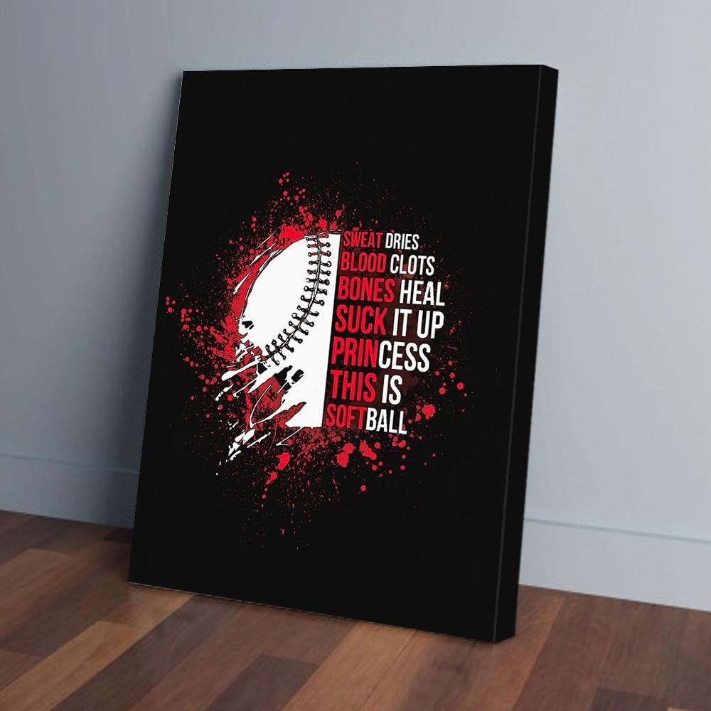 softball princess canvas prints wall art decor 7452