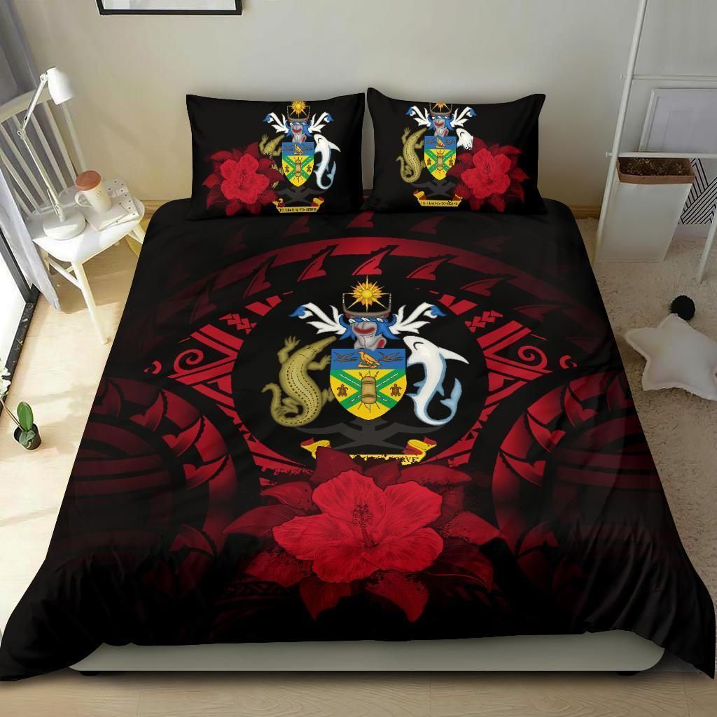 solomon island red hibiscus bedding set bedroom decor 2658