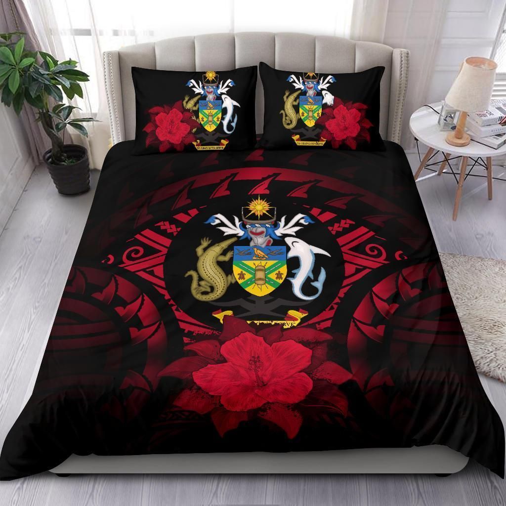 solomon island red hibiscus bedding set bedroom decor 7594