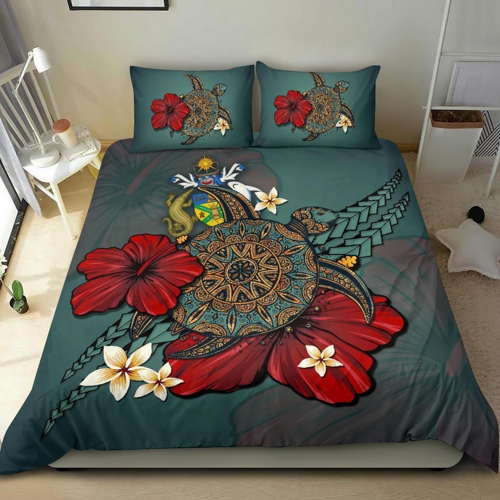 Solomon Islands Textured Turtle Tribal Bedding Set Bedroom Decor Blue