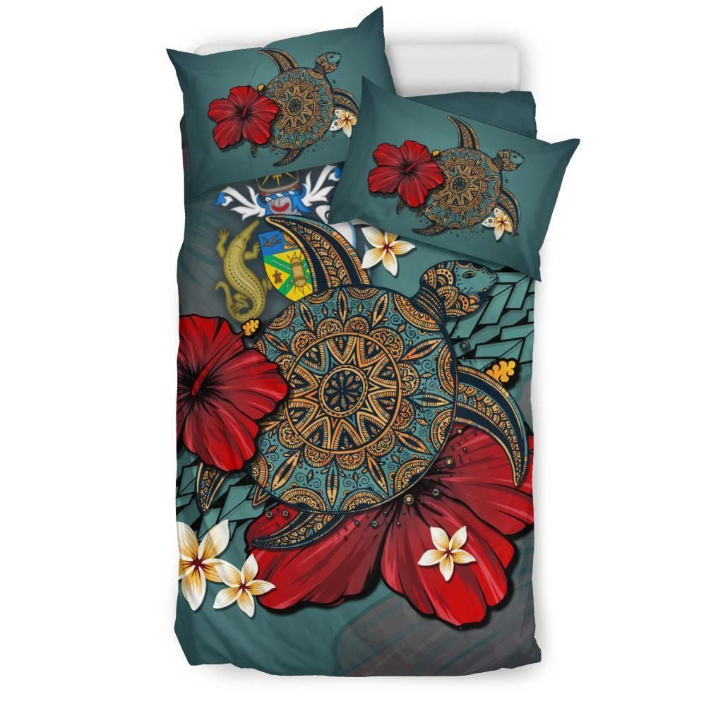 Solomon Islands Textured Turtle Tribal Bedding Set Bedroom Decor Blue
